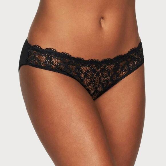 NWT S Frederick’s of Hollywood Navy Blue Allegra Satin & Lace Panties Open Back - Picture 1 of 3
